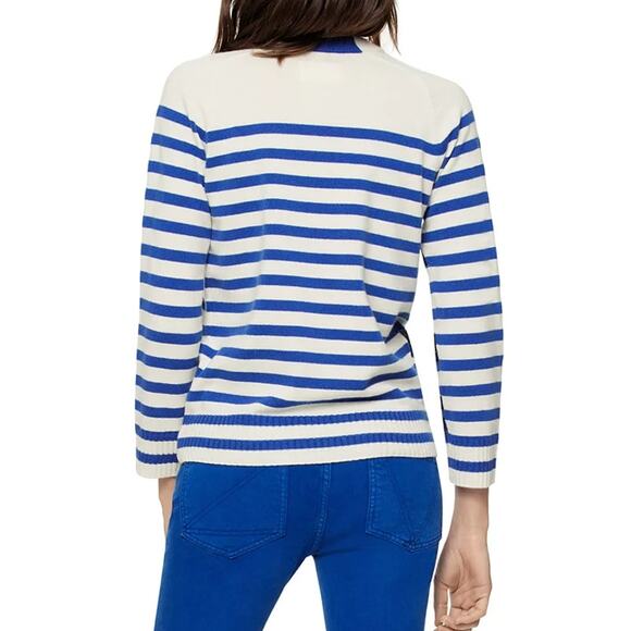 Zadig & Voltaire Lilo Bis Striped Sweater Dragon Motif Wool Cashmere Cream Blue - Picture 3 of 11